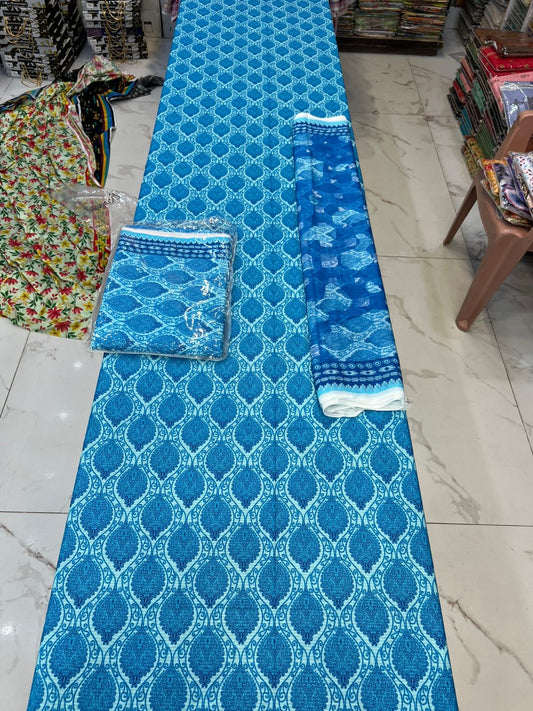 Original Bareeza 3Pc With Bamber Chiffon Dupatta