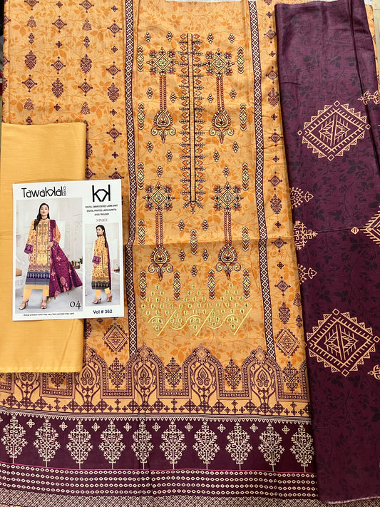 Tawakal  Emb lawn 3pc Suit