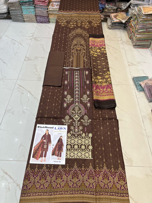 Different Brands Emb Lawn 3Pc Suit
