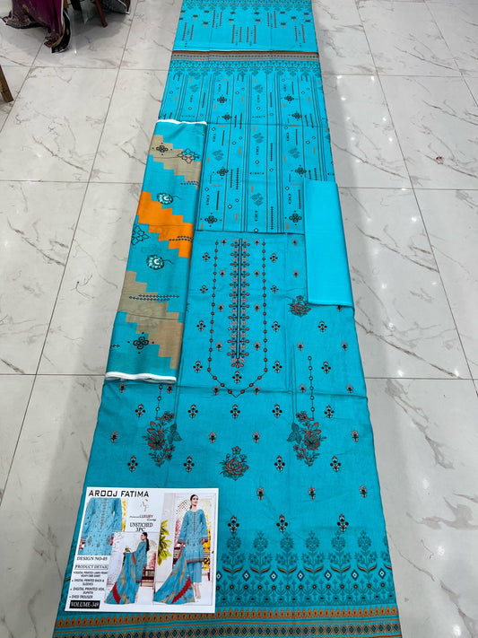 Arooj Fatima Original LAWN EMBROIDERED 3PC