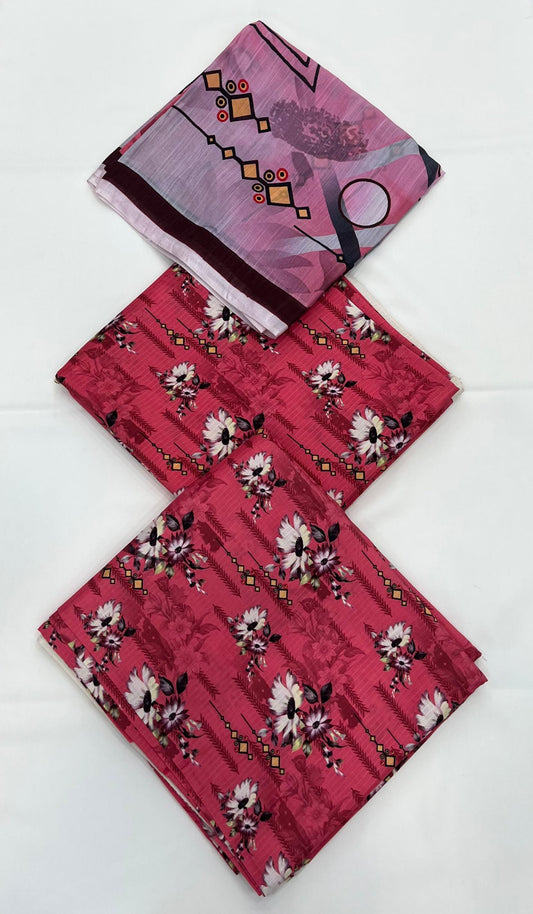 Viscose Bana Dora 3PC With Slub Viscose Dupatta