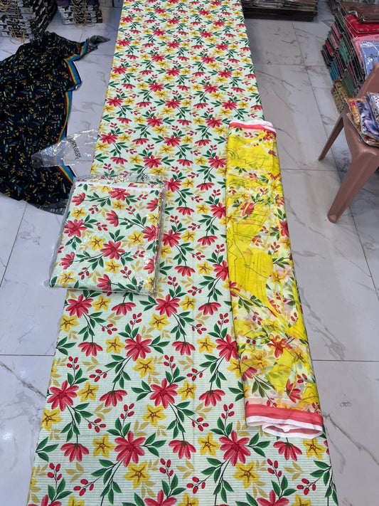 Original Bareeza 3Pc With Bamber Chiffon Dupatta