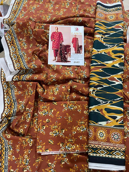 Bin Saeed Tana Dora Lawn 3Pc Suit