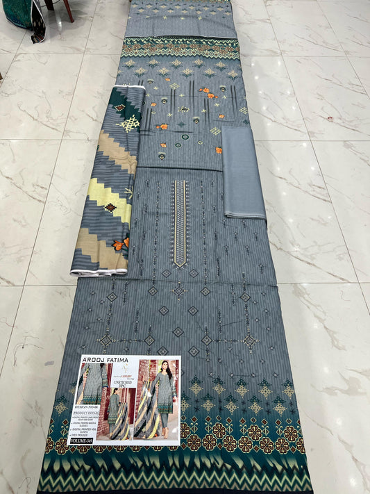 Arooj Fatima Original LAWN EMBROIDERED 3PC