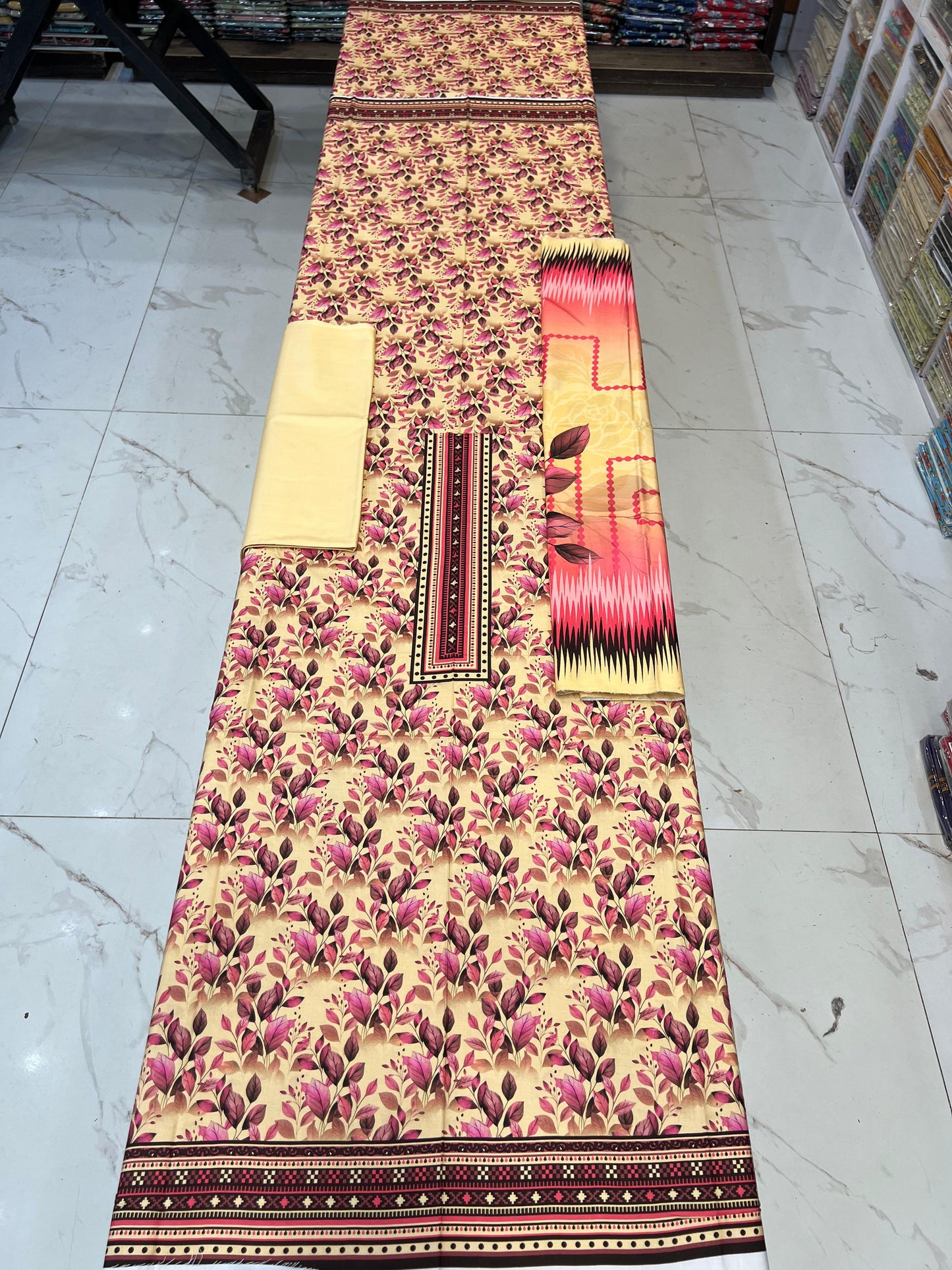 ✨Classic Plain Linen 3PC with Same Fabric Dupatta✨