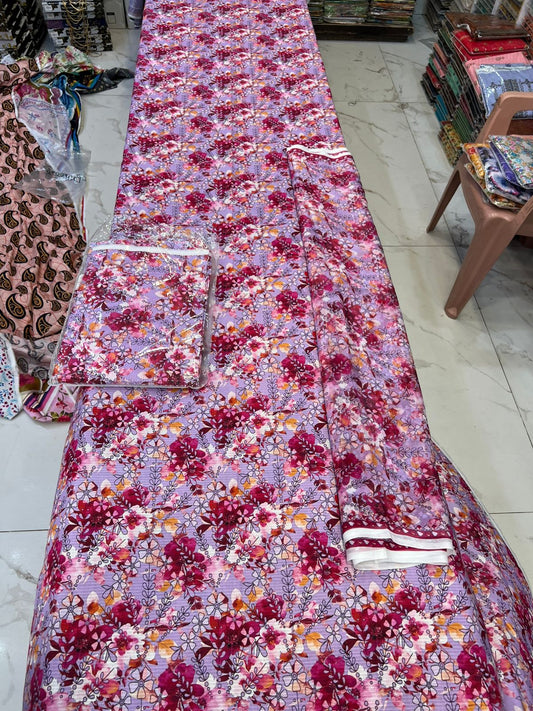 Original Bareeza 3Pc With Bamber Chiffon Dupatta