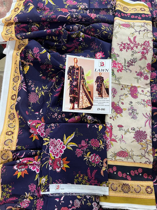 Bin Saeed Tana Dora Lawn 3Pc Suit