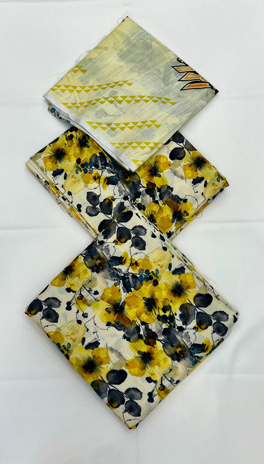 Viscose Bana Dora 3PC With Slub Viscose Dupatta