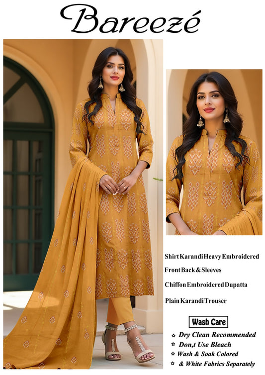 Bareeze karandi Embroidered 3PC