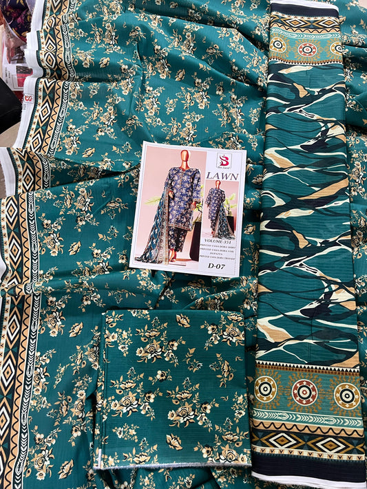 Bin Saeed Tana Dora Lawn 3Pc Suit