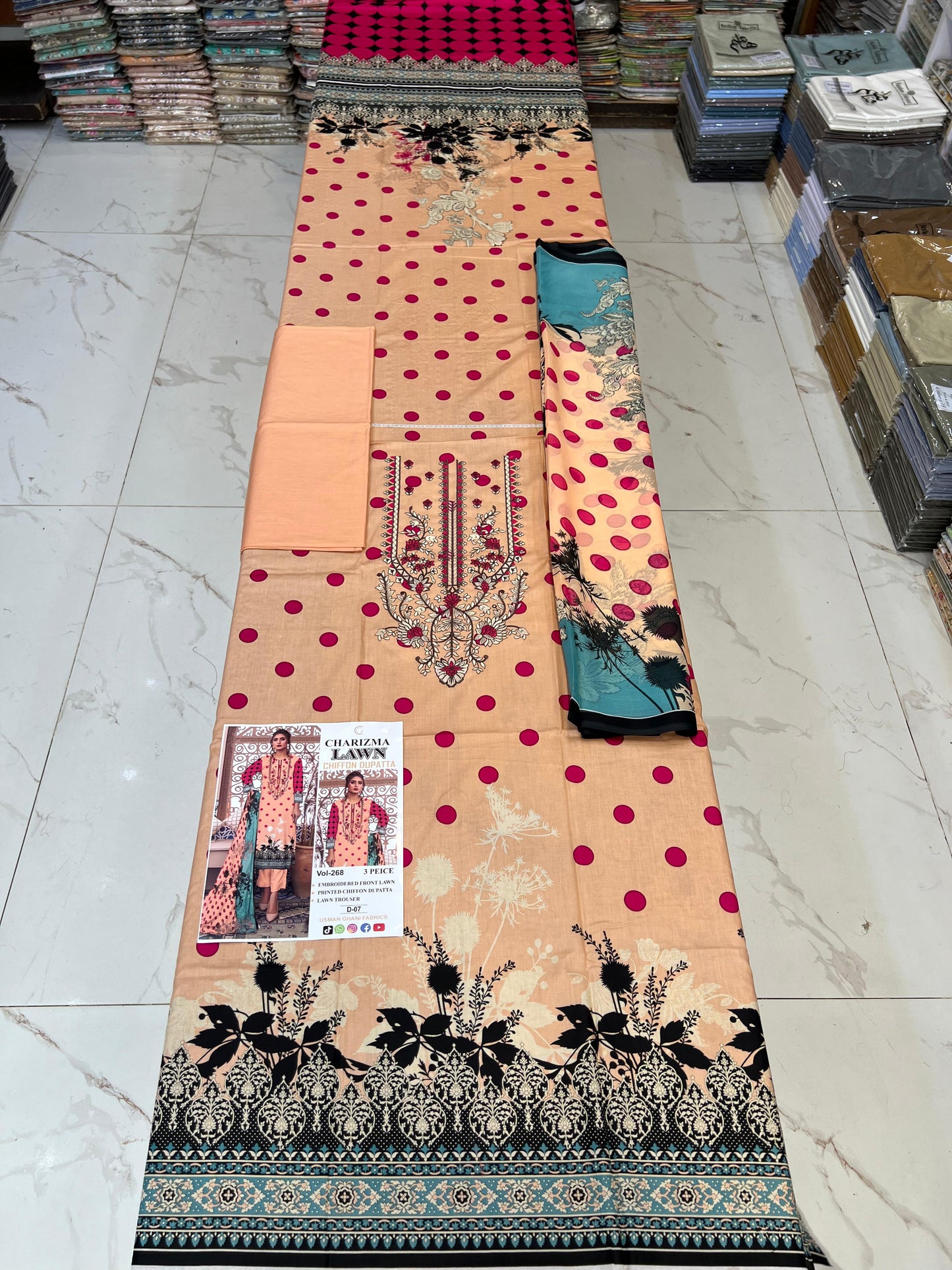 Lawn Embroidered Suit With Chiffon Dupatta