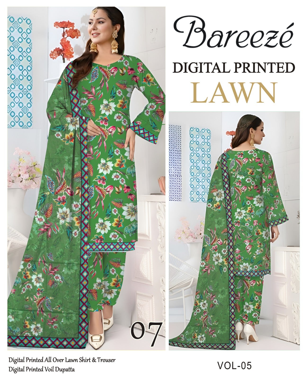 Bareeze Summer Lawn 3PC Suit with Voil Dupatta