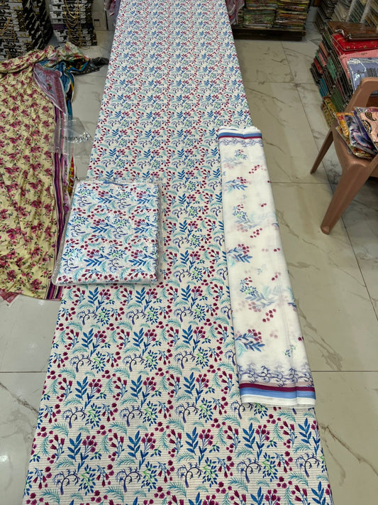 Original Bareeza 3Pc With Bamber Chiffon Dupatta