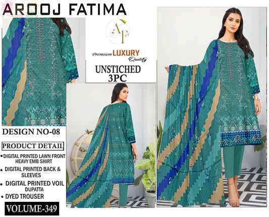 Arooj Fatima Original LAWN EMBROIDERED 3PC