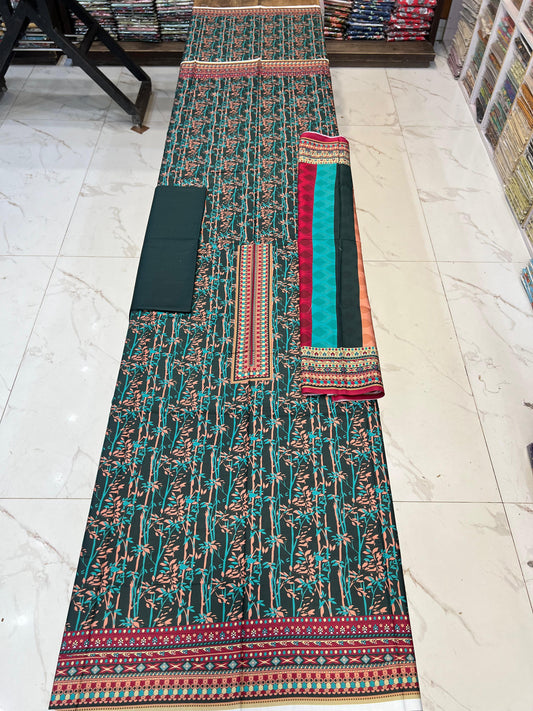 ✨Classic Plain Linen 3PC with Same Fabric Dupatta✨