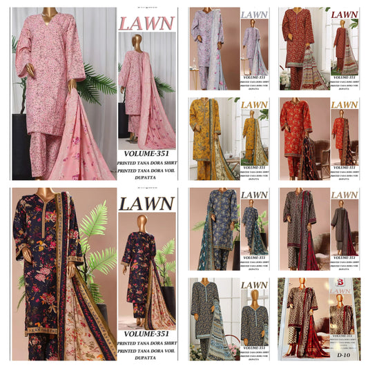 Bin Saeed Tana Dora Lawn pack of 10 Dresses