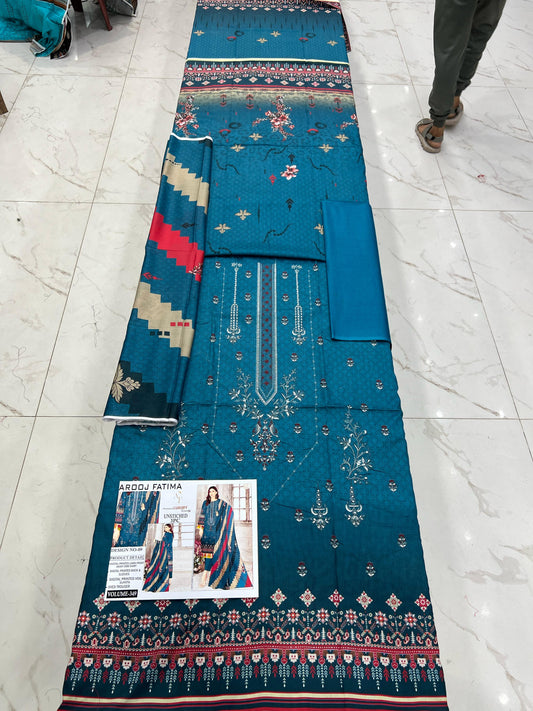 Arooj Fatima Original LAWN EMBROIDERED 3PC