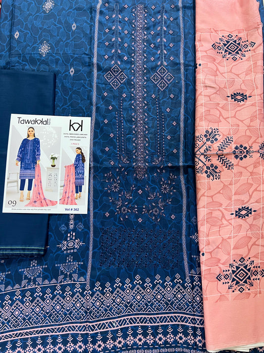 Tawakal Emb lawn 3pc Suit