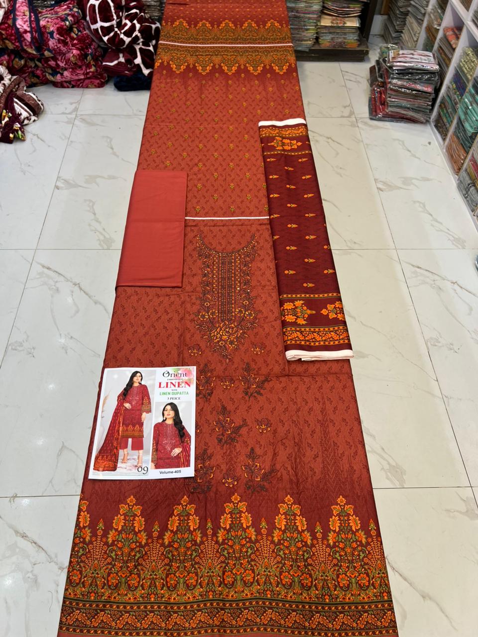 EMBROIDERED LINEN 3PC Multi Brands