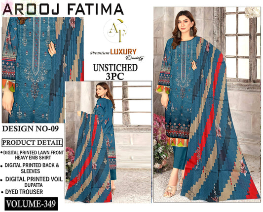 Arooj Fatima Original LAWN EMBROIDERED 3PC