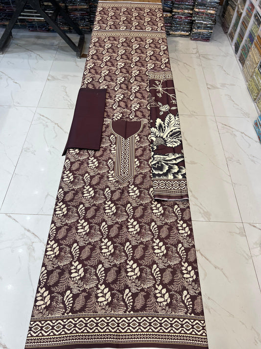 Classic Plain Linen 3PC with Same Fabric Dupatta