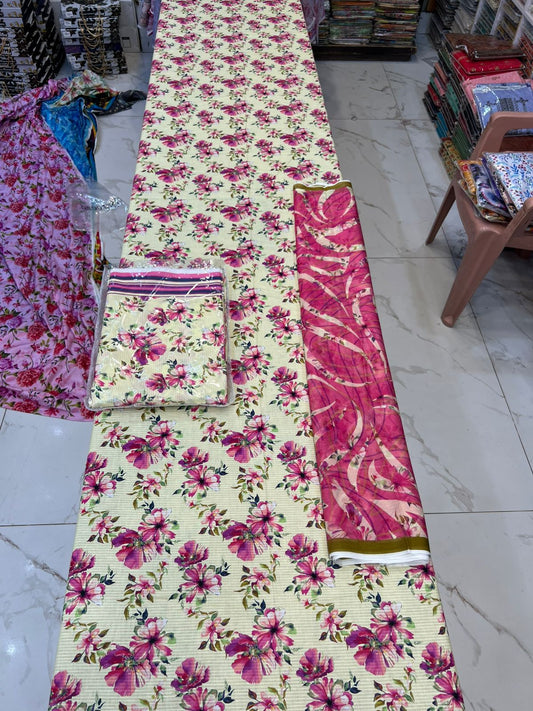 Original Bareeza 3Pc With Bamber Chiffon Dupatta