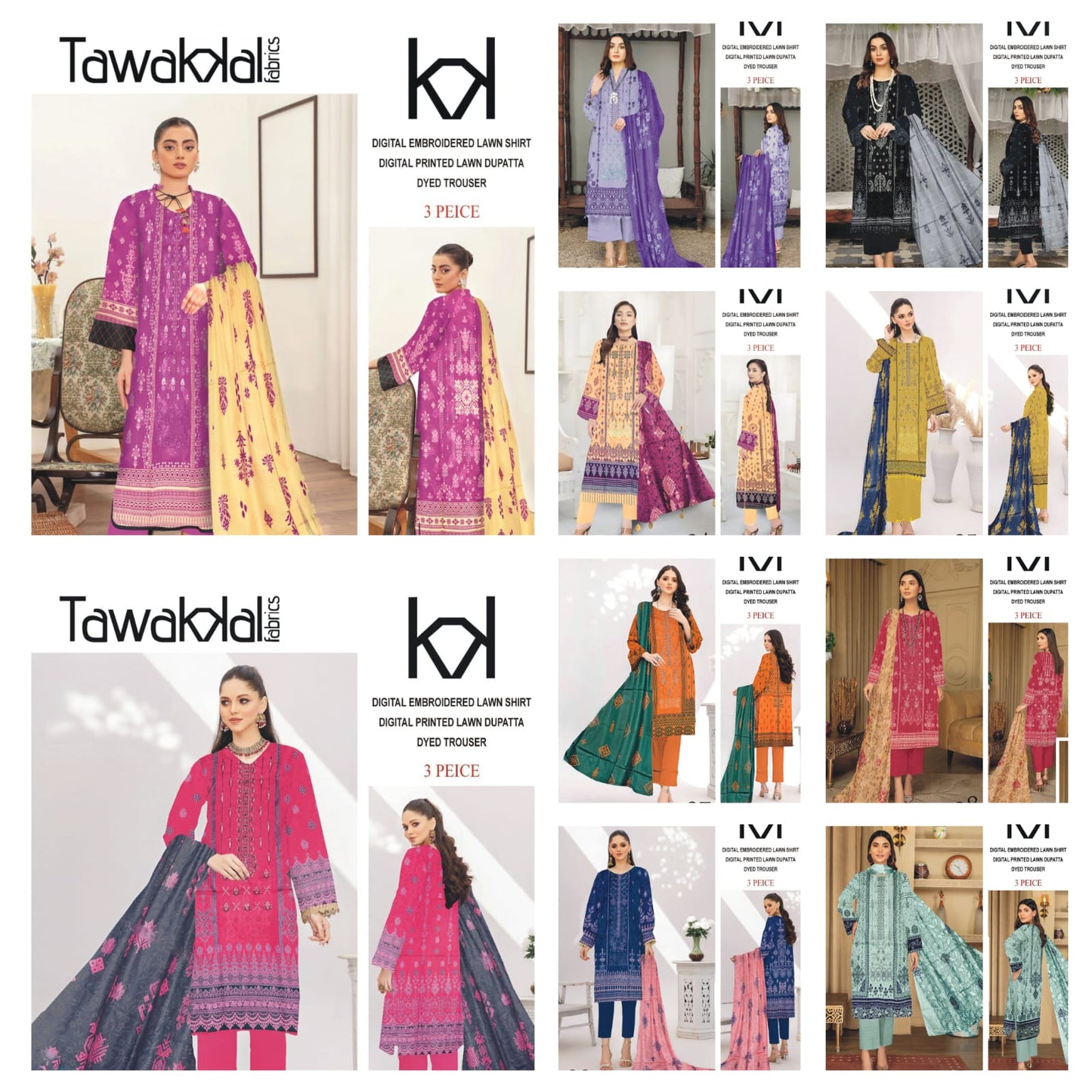Tawakal Lawn pack of 10 Dresses