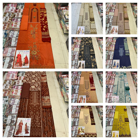 Different Brands Emb Lawn 3Pc Suit