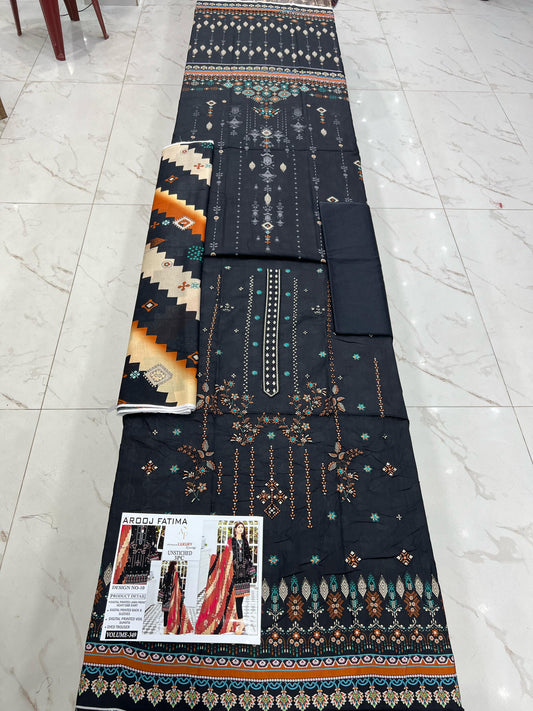 Arooj Fatima Original LAWN EMBROIDERED 3PC