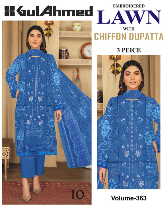 Different Brands Emb Lawn 3Pc Suit