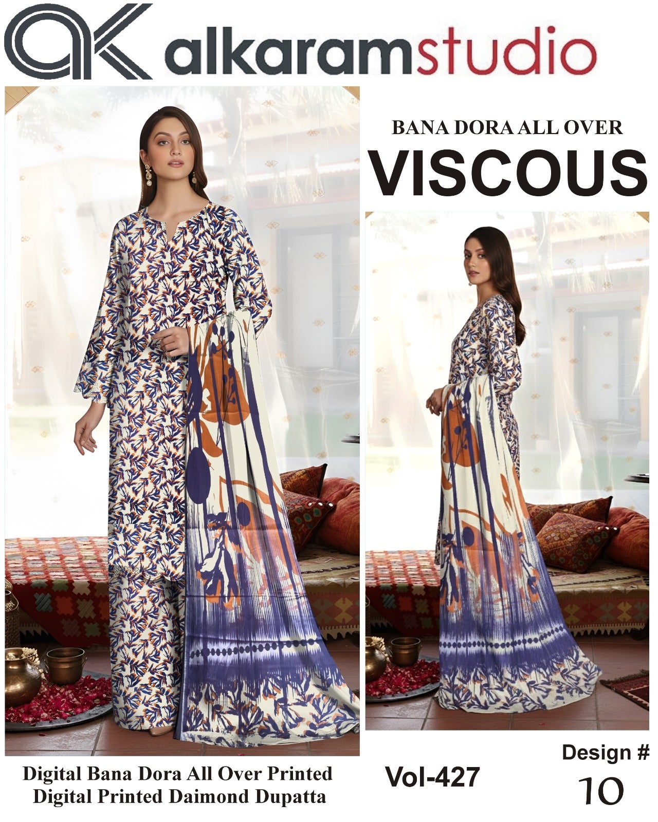 Alkaram Bana Dora Allover Viscose 3PC