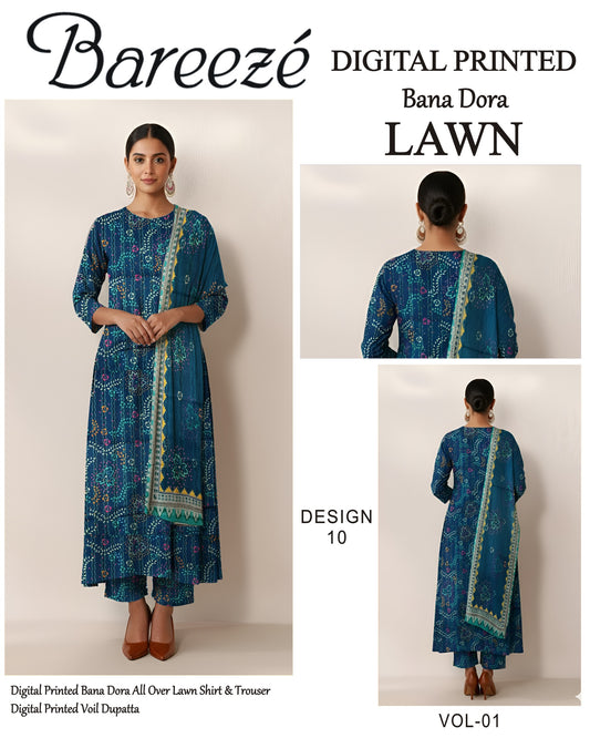 Bareeze Classy Bana Dora Lawn 3PC | Frock Style