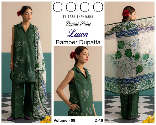 COCO by Zara Shah Jahan Digital Printed 3PC Lawn Suit with Bamber Chiffon Dupatta