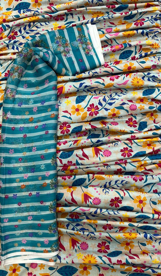 Original Bareeza 3Pc With Bamber Chiffon Dupatta