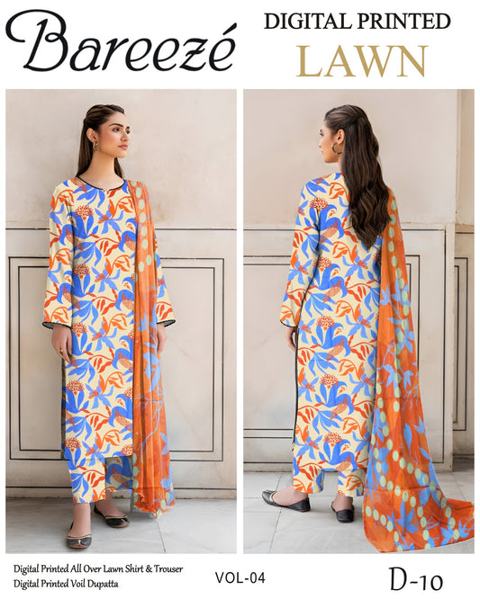 Bareeze Lawn 3PC with Voil Dupatta – Summer Edition