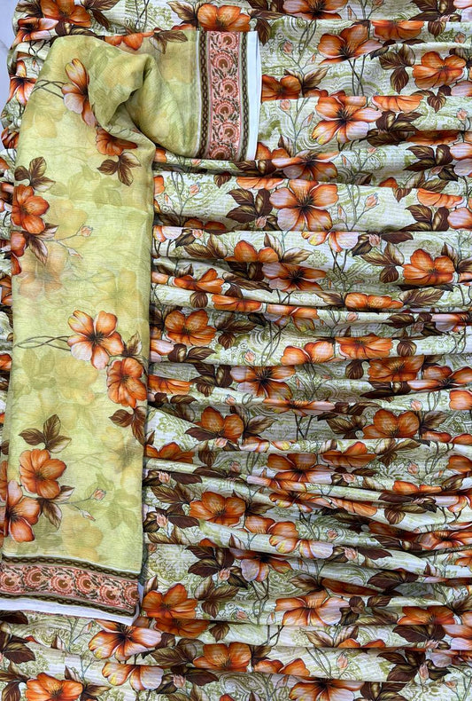Original Bareeza 3Pc With Bamber Chiffon Dupatta