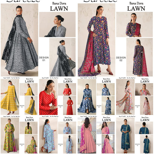 Bareeze Classy Bana Dora Lawn 3PC | Frock Style