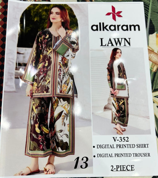Alkaram Digital Printed Cord Set 2Pc