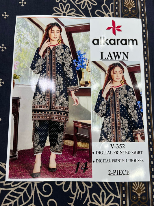 Alkaram Digital Printed Cord Set 2Pc