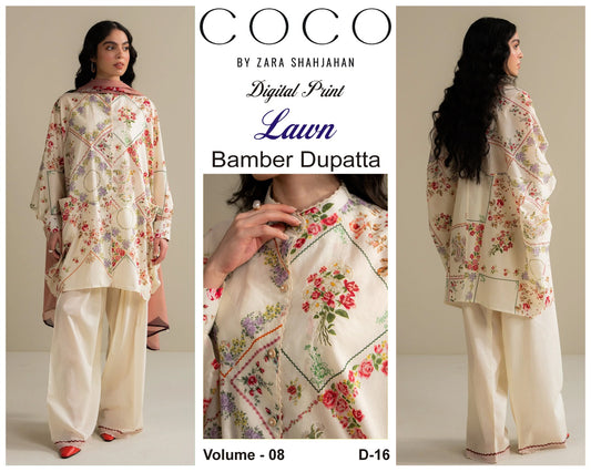 COCO by Zara Shah Jahan Digital Printed 3PC Lawn Suit with Bamber Chiffon Dupatta