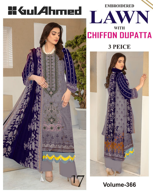 Different Brands Emb Lawn 3Pc Suit