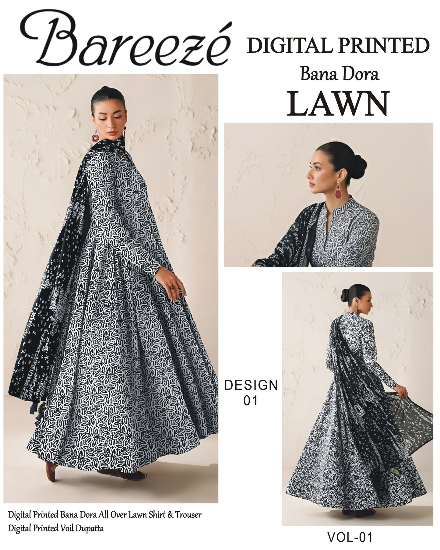 Bareeze Classy Bana Dora Lawn 3PC | Frock Style