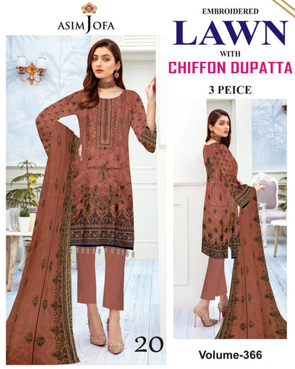 Different Brands Emb Lawn 3Pc Suit