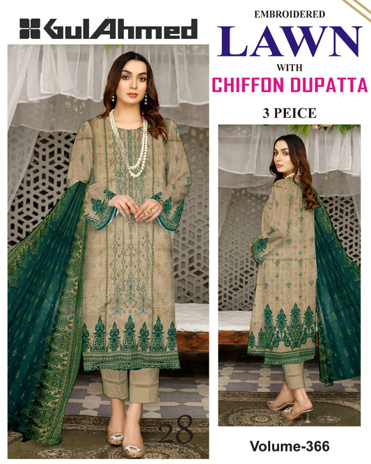 Different Brands Emb Lawn 3Pc Suit