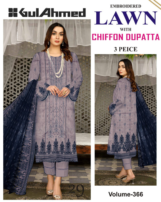 Different Brands Emb Lawn 3Pc Suit