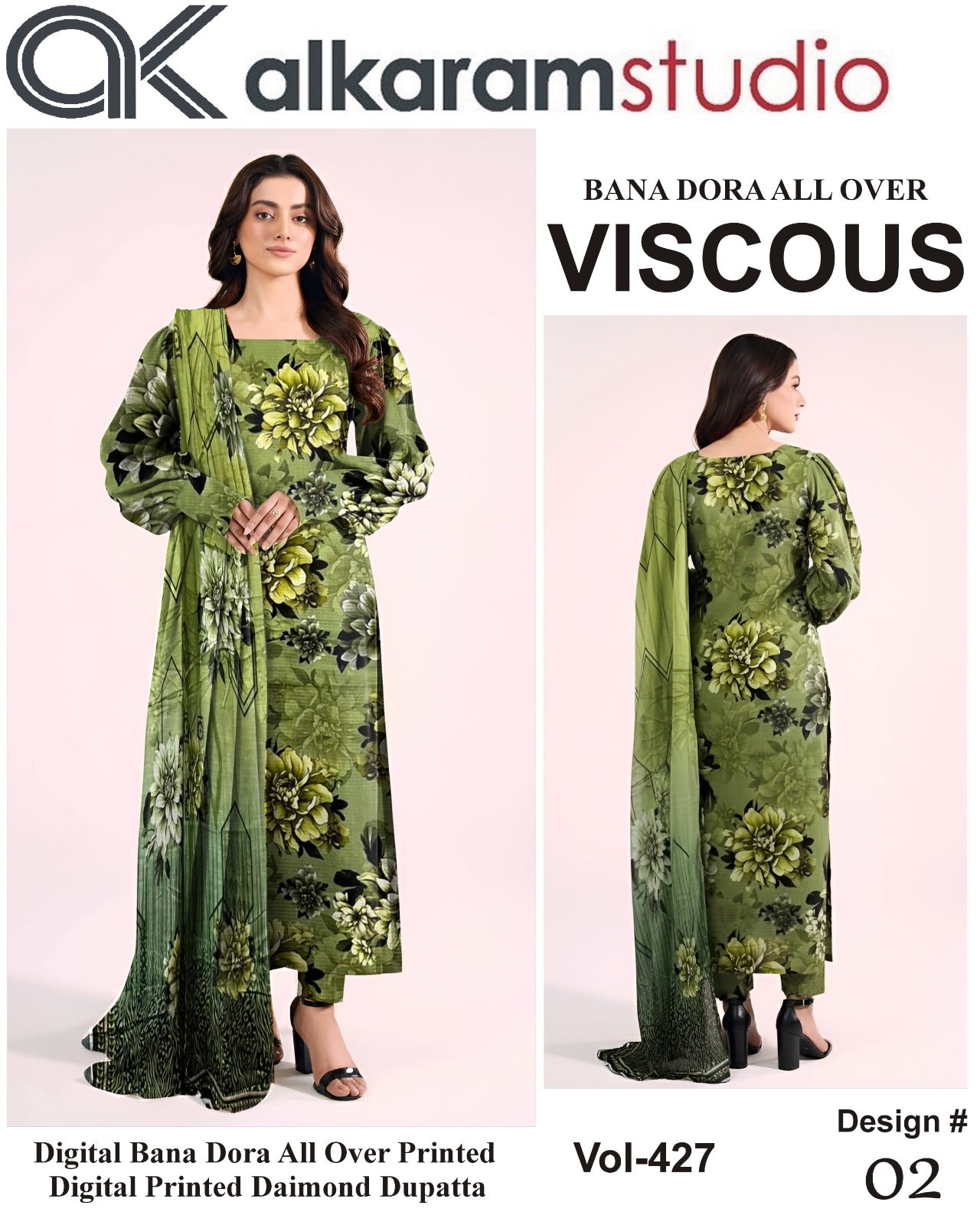 Alkaram Bana Dora Allover Viscose 3PC