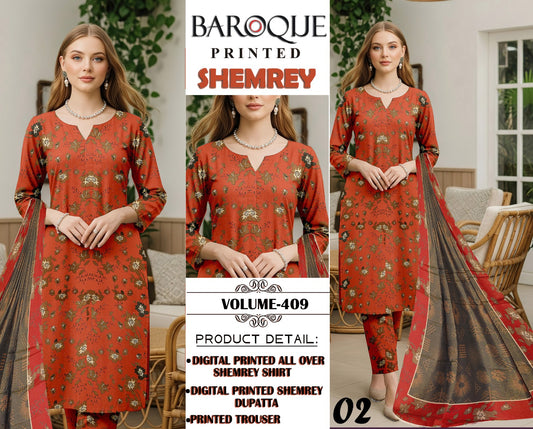 Baroque Printed Shemrey Winter 3PC