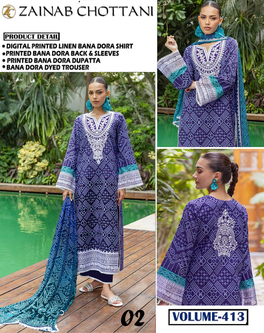 Zainab Chottani Bana Dora linen 3 Pc