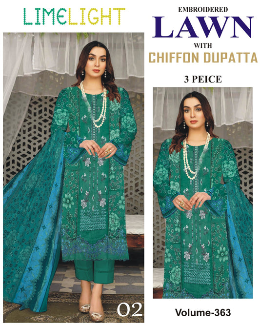 Different Brands Emb Lawn 3Pc Suit