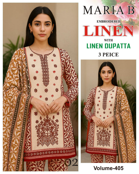 EMBROIDERED LINEN 3PC Multi Brands